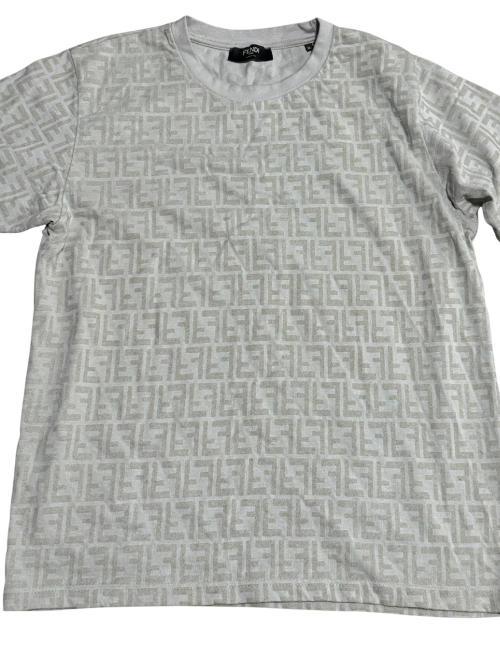 Fendi Roma FF Monogram T-Shirt Men’s XL Made in Italy Beige / Cream